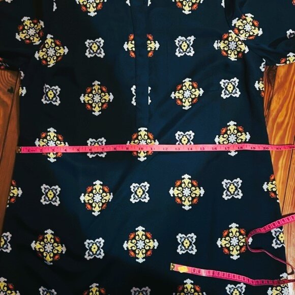 👗 Crown & Ivy Dress Navy Design Lined Dress size 12P white yellow Buttons crown - Picture 9 of 12